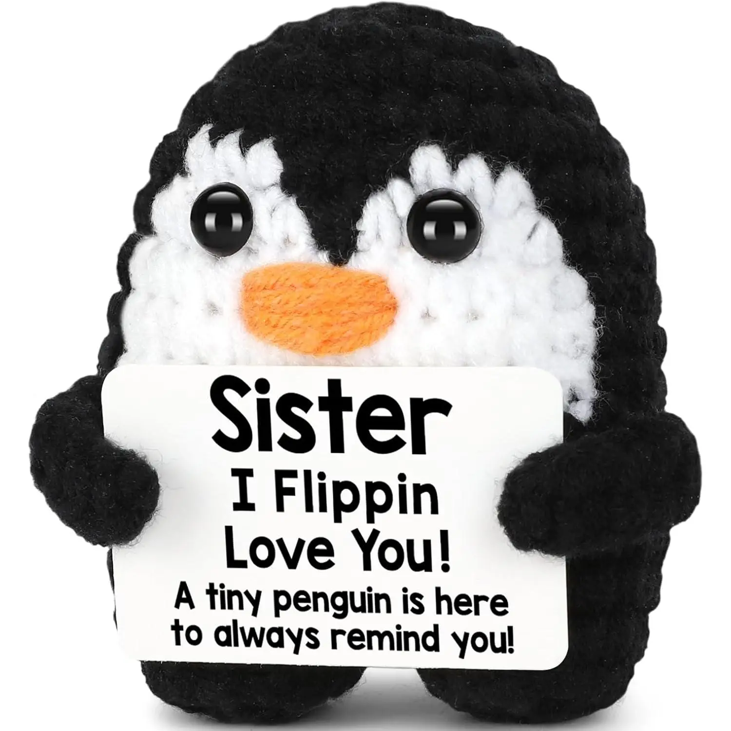 Gifts for Sister from Sisters Mothers Day, Handmade Crochet Penguin Birthday  for Sister Ideas, Funny Sister Gifts for Birthday Mother's Day Graduation, I Love You Sister Emotional Cute Present