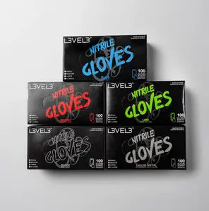 L3VEL3 Nitrile Gloves Bundle - 5 Pack Assorted Colors for Optimal Protection & Flexibility - Latex-Free, Powder-Free, Touchscreen Compatible - Ideal for Barber Shops, Home Use, Cleaning, Food Prep