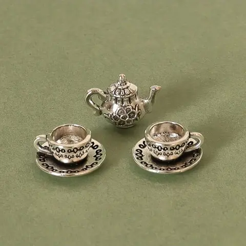 Vintage Mini Tea Set, Miniature Set, Micro Teacup Kitchen Accessory, Photography Prop, Perfect Gift for Collectors & Tea Lovers
