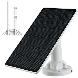 Solar Panel Charger for Security Camera, USB-C and Micro USB Port for Outdoor Rechargeable Battery Camera, 5V6W Fast Charging (1Pack)