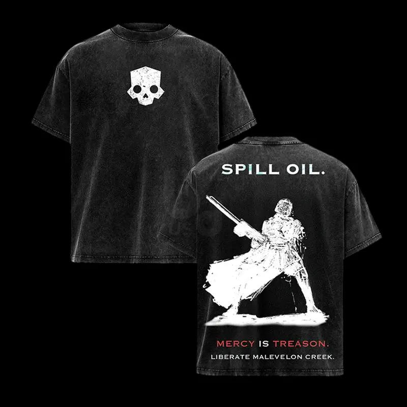 Helldivers 2 Oversized Washed Hoodie & Tee Set – Double Sided Print Streetwear – Unisex Gaming Apparel – Gift for Helldivers Fans