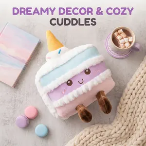Cute Rainbow Ice Cream Cake Plush Doll  Soft Squishy Cake Toy for Kids & Adults | Aesthetic Room Decor | Perfect Birthday Holiday Gift