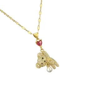 Handmade Bear Necklace Copper Texture Suitable for Party and Everyday Wear