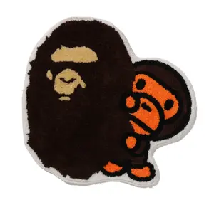 Bape Ape Head & Baby Milo Rug Brown