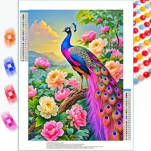 1 Set 5D Diamond Painting Kit, Majestic Peacock Animal Theme, Round Diamond Art Unframed, Diy Diamond Arts, DIY Home Decor, Handicraft, Suitable For Wall Decoration And Tabletop Display, Perfect Holiday Gift For Gulbang