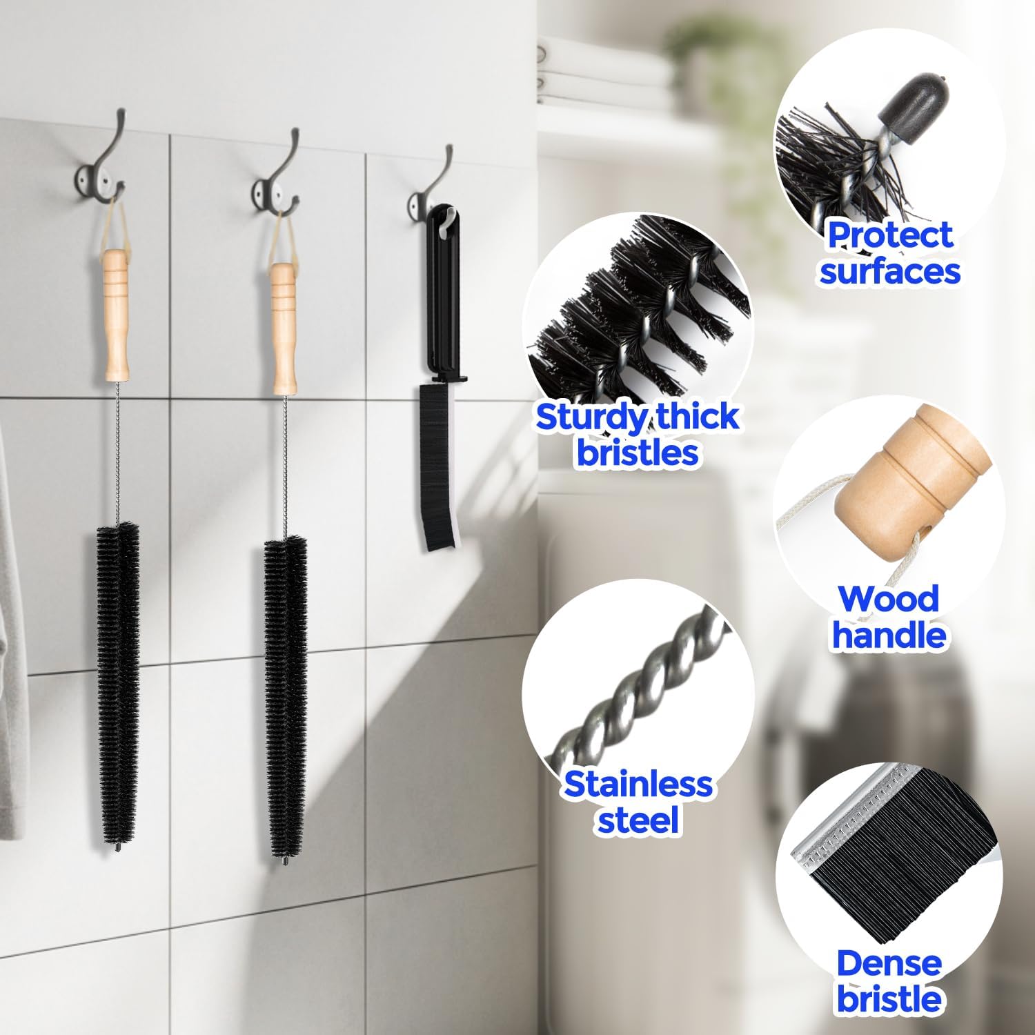 Dryer Vent Cleaner Kit 2 Pack - Household Cleaning Supplies 304 Stainless Steel Dryer Lint Brush Home Essentials for Lint Trap Dust Vacuum Brush Dryer Vent Cleaner Kit 2 Pack - Household Cleaning Supplies 304 Stainless Steel Dryer Lint Brush Home Essentials for Lint Trap Dust Vacuum Brush