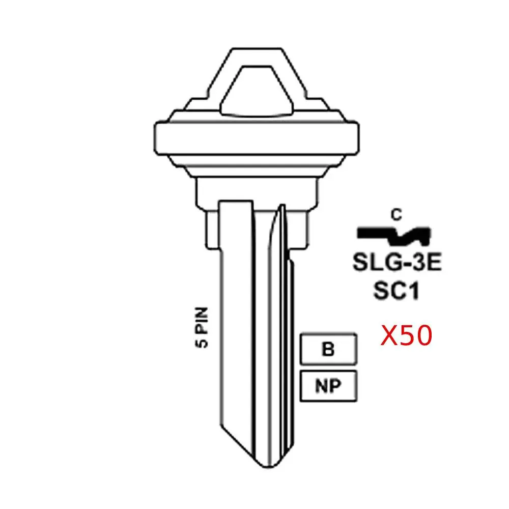 Schlage 1145 Model 5-Pin Brass Key Blanks, Pack of 50, SC1 BR/SLG-3E-BR, Schlage-Compatibility (Tools & Hardware Hand Tools Accessory)