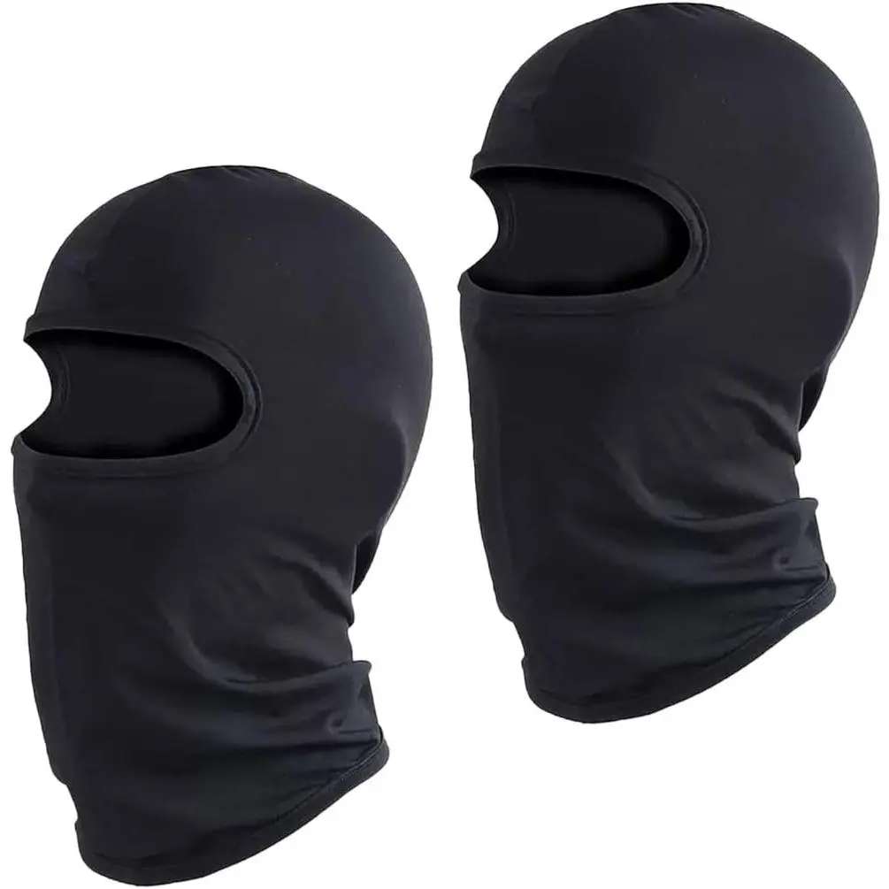 Kids' Black Elastic Balaclava Headwear, 2 Pack Windproof Full Face Ski Mask for Cycling & Outdoor Sports, Fits Boys & Girls Ages 8-12, Windproof Balaclava, Cycling Gear, Polyester Blend, 8-12 Years Old, Unisex Kids