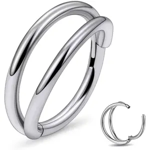 Double Nose Ring 20G 18G 16G  Titanium Cartilage Earring Septum  Seamless Hinged Clicker Segment Ring Hoop Conch Daith Tragus Helix Rook  Earring Lip Ring