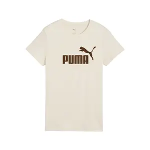 PUMA Womens Essentials No. 1 Logo Crew Neck Short Sleeve Casual Tops Casual - Beige