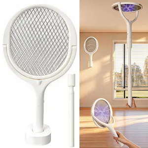 LMMAKE Electric Bug Zapper  with Patented Rotating Head & Extensible Handle 17-42 Inches USB Type-C Rechargeable 3500V Pest Control Indoor Fly Mosquito Killer