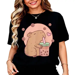 Capybara Bubble Tea Capyboba Boba Milk Tea Lovely Animal T-Shirt