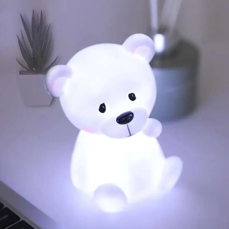 Cute Bear Shaped Night Light for Cozy Corner, Twisted Head Bear Little LED Lights for Home, Desktop Room Lights, Atmosphere LED Light For Kids Bedroom