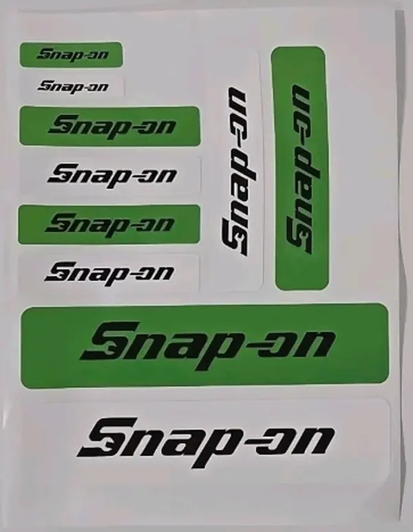 Snap On Tools Promo 10 Stickers Total Green White with Black Decal Sheet 6x8 Inches Self Adhesive for Mechanics DIY Enthusiasts
