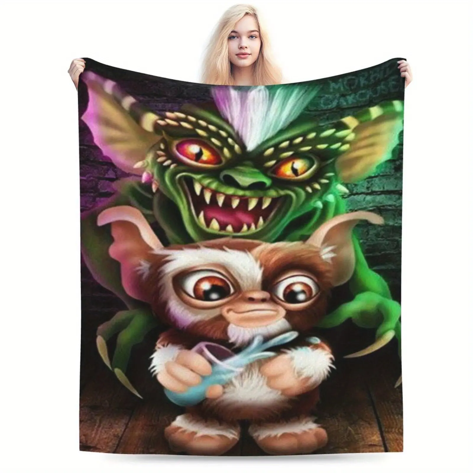 Gremlins-themed comfortable flannel blanket - perfect for sofas, offices, and travel - versatile gift for all seasons