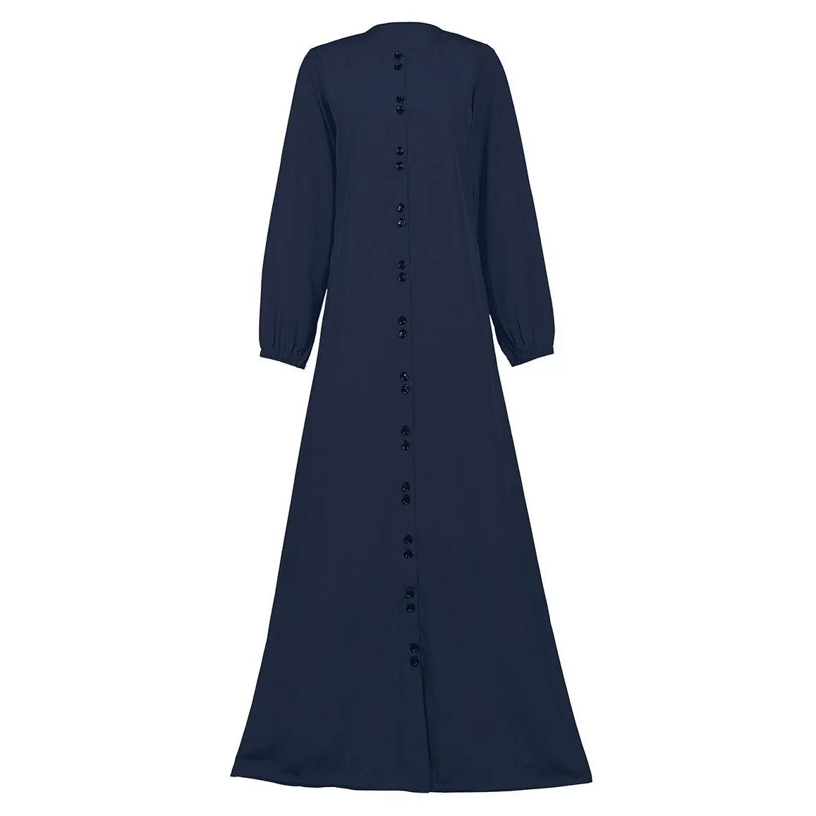 Women's Comfortable Blue Kashibo Basic Button Down Abaya With Pockets