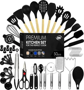 Kaluns 50 Piece Kitchen Utensil Set, Complete Set of Cooking and Baking Utensils, Heat Resistant and Dishwasher Safe
