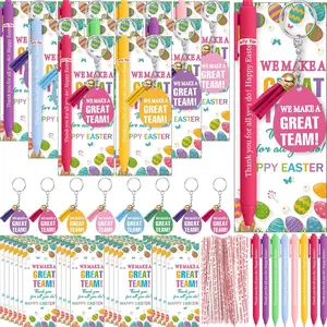 Bulk Easter Gift Sets for Coworkers – 24 PC Office Appreciation Gift Pack with Easter Eggs, Pens, Keychains & Greeting Cards – Team Easter Gifts for Office