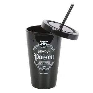 Monsters & Maidens Deadly Poison Tumbler - Unfiltered Black Bottle with Skull Design- Drinkware  Water Bottles Cup Reusable gift inspiration goth Stylish Mug