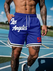 Los Angeles Vintage Basketball Shorts, Quick-Dry Breathable Sports Training Pants, Trendy Fan Gear, Loose-Fitting Figure Shorts