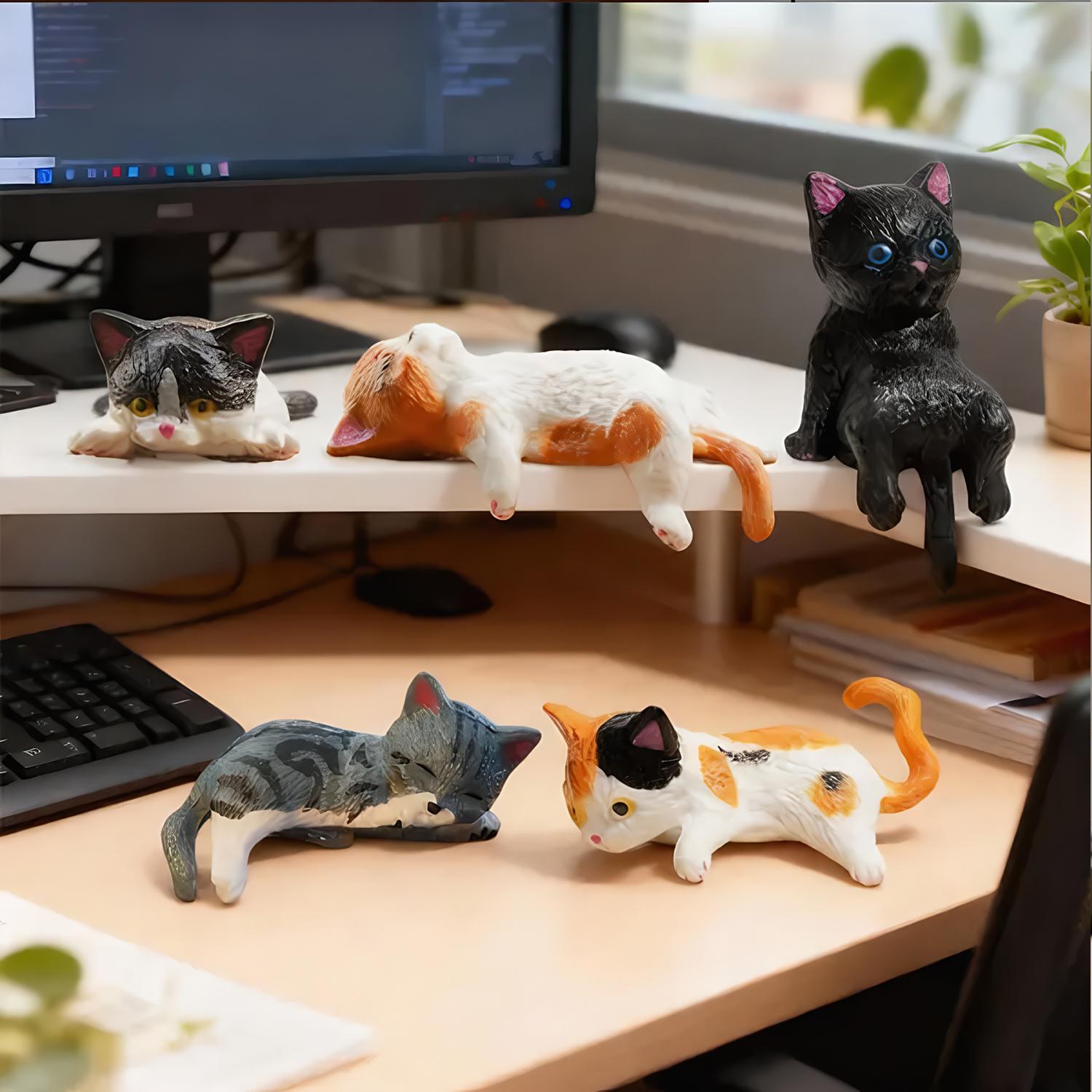 Mini Cute Cat Desk Figurines Set of 5 Resin Multi Pose Kitty Ornaments Cute Cartoon Style Desk Companions for Home Offices Cubicles Computer Monitors, Car Screens, Desks Mini Cute Cat Desk Figurines Set of 5 Resin Multi Pose Kitty Ornaments Cute Cartoon Style Desk Companions for Home Offices Cubicles Computer Monitors, Car Screens, Desks