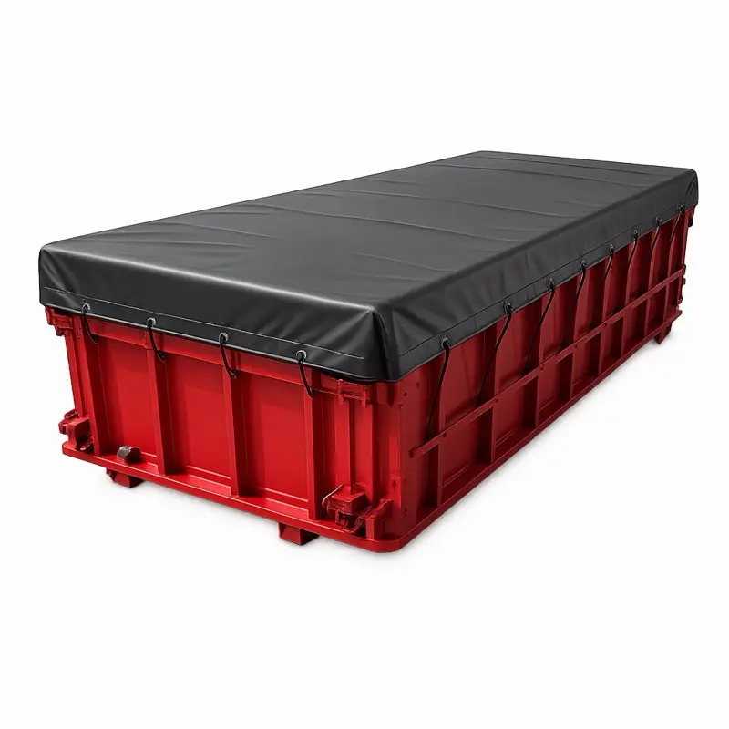12 x 26 ft Heavy Duty Waterproof PVC Vinyl Dump Trailer Tarp Cover - 18 oz Roll-Off Dumpster Cover with Reinforced Double-Stitched Edges, Brass Grommets, 25 Bungee Straps, UV Resistance & Tear Resistance, Black