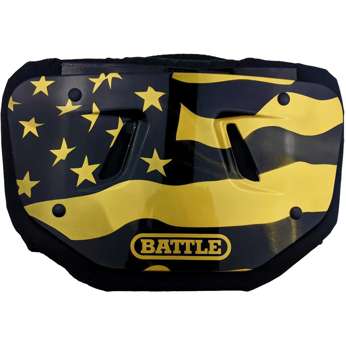 Battle Sports American Flag 2.0 Chrome Football Back Plate - Curved Design with High-Impact Foam, Adult & Youth Sizes - Gold