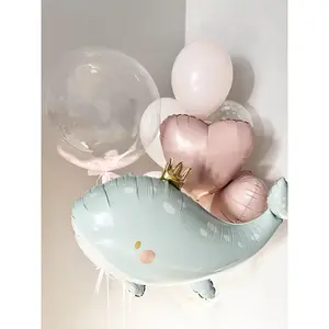 Whale Pastel Pink Balloon Set for Birthday Party & Baby Shower - Gentle Oceanic Theme, Soft Pink Whale Balloons, Sea Animal Party Decor