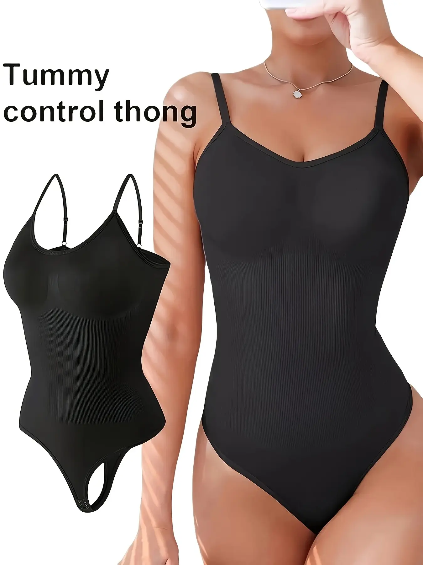 Women's Adjustable Strap Crop Shapewear Bodysuit, Tummy Control Shaper, Women's Shapewear for All Seasons, Womenswear