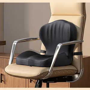 Benazcap Memory Foam Seat Cushion with Lumbar Support Pillow for Office Chair Car & Gaming Seat Wheelchair Ergonomic Design for Sciatica Tailbone Pressure Relief Black