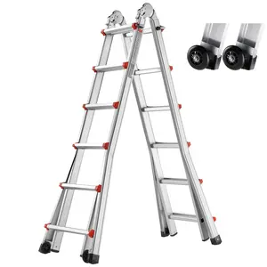 Telescoping A-Frame Ladder, 20.5 Ft (6230 Mm) Extension, Adjustable Height, Multi-Function Home Improvement Ladder For DIY Projects, Non-Slip Feet, Locking Mechanisms, Compact Foldable Storage