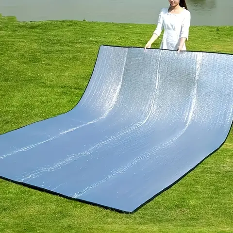 Aluminum Foil Waterproof Picnic Blanket - Thick EPE Fabric Outdoor Mat, 200cm Large, Dust-Proof, Warm Backing, Insulation, Unisex, Fits 3-4 People/Fits 4 Ppl., Camping, Beach Outing Accessories