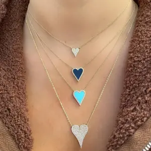 Pave Diamond Heart Layering Necklace