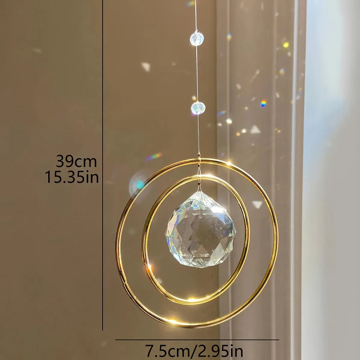 FreeSpirit Crystal Suncatchers,1pc Glass Rainbow Sun Catcher with Prism - Spherical Refractor Hanging Window Decor for Rainbow Maker, Glass Sphere for Dispersion, Suitable for Valentine'/Thanksgiving/New Year', / Glass Orb Refractor