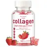 Re Lierre Sugar-Free Natural Collagen Peptides Edible Gummies for Adults - 60-Count Bottle, 1500mg Protein (Types I,II,III,V,X), 5000mcg Biotin, Methylated B12, Vitamins A,C,D,E,B8, Strawberry Flavor Healthcare Supplement for Skin Care & Bones Support