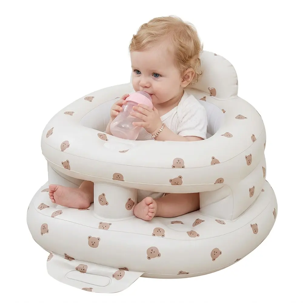 Baby Inflatable Seat With Built-in Air Pump for Babies 3 Months & Up, Sit Me Up Toddler Floor Seat, Infant Floor Chair for Sitting & Learning, Blow-up Baby Chair for 360° Full Support