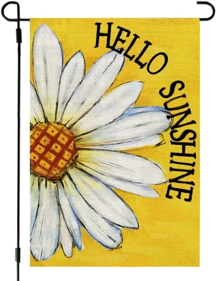 Double-Sided Yellow Daisy Summer Garden Flag, 12x18 In Small Durable Seasonal Welcome Decor for Yard & Porch (Home Improvement, Garden Supplies)