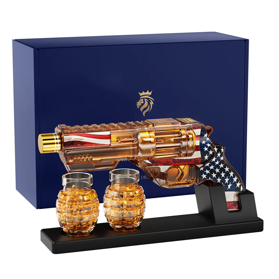 Man Cave Bar accessories, Gift for Men Dad, Kollea USA 250th Anniversary Whiskey Decanter Glassware Sets with Grenade Shot Bottles,Gifts for Brother Husband Boyfriend,Military Enthusiasts,Fun Anniversary Brithday Present Utensils homedecor,home essentials