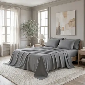 Premium Microfiber Solid Color 4-Piece Bedding Set Ultra Soft Breathable Three-Needle Embroidery Deep Pocket Cozy Brushed Year-Round Comfort Twin Full Queen King Available bed sheets bed sheet set