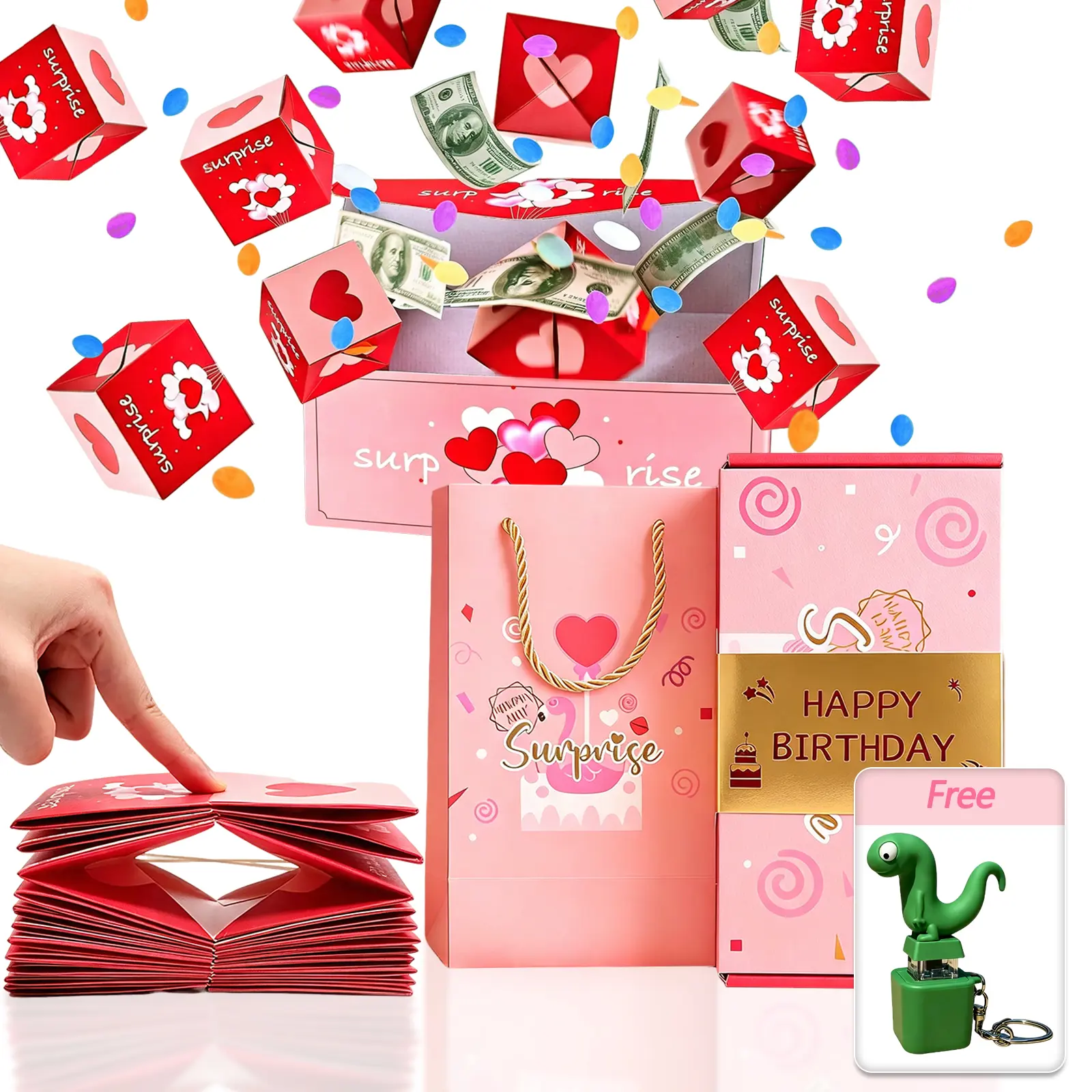 Creative Multi-Color Surprise Folding Bouncing Explosion Gift Box | Luxury Cash & Gift Card Holder for Birthday Anniversary Valentine Proposal | Perfect Party Gift for Men & Women favor whimsical