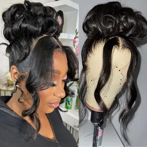 36 Inch 360 Lace Front Wigs Human Hair 360 HD Full Lace Wig Pre Plucked Glueless HD Body Wave Lace Frontal Wig 180 Density Hidden Strap Drawstring Wig Human Hair for Women