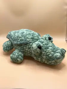 Hand Crocheted Green Variegated Green Alligator