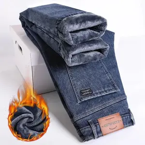 Men’s Winter Fleece Thick Warm Jeans – Slim Straight Fit, Stretch Denim, Casual Plush Pants