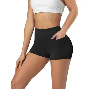 Biker Shorts for Women with Pockets - 8"/5"/3" High Waisted Black Spandex Volleyball Short for Workout Yoga