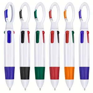 6pcs Plastic Hook and Loop 4 in 1 Multicolor Fun Pens with Keychain
