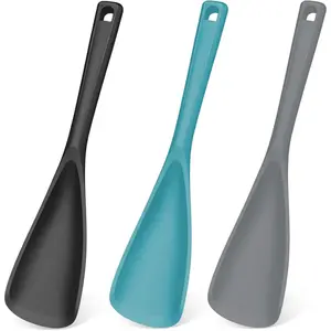 3 Pack  Cooking Spoons, 12.6 In Multifunction Spatula Spoon for Nonstick Cookware,  Kitchen Utensils,  for Cooking, Serving, Mixing, Multicolor (Black/Blue/Grey)