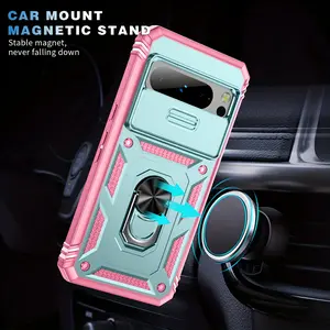 3 PCS [1 Phone Case with 2X Clear Screen Protectors] Is Suitable for Google Pixel 10, 9, A Pro, XL Pro, Pixel 8 Pro, 8 A, 8, And 7 A Series. It Features a Shockproof Armor Case with a 360° Rotating Metal Stand And a Sliding Lens Cover for Protection