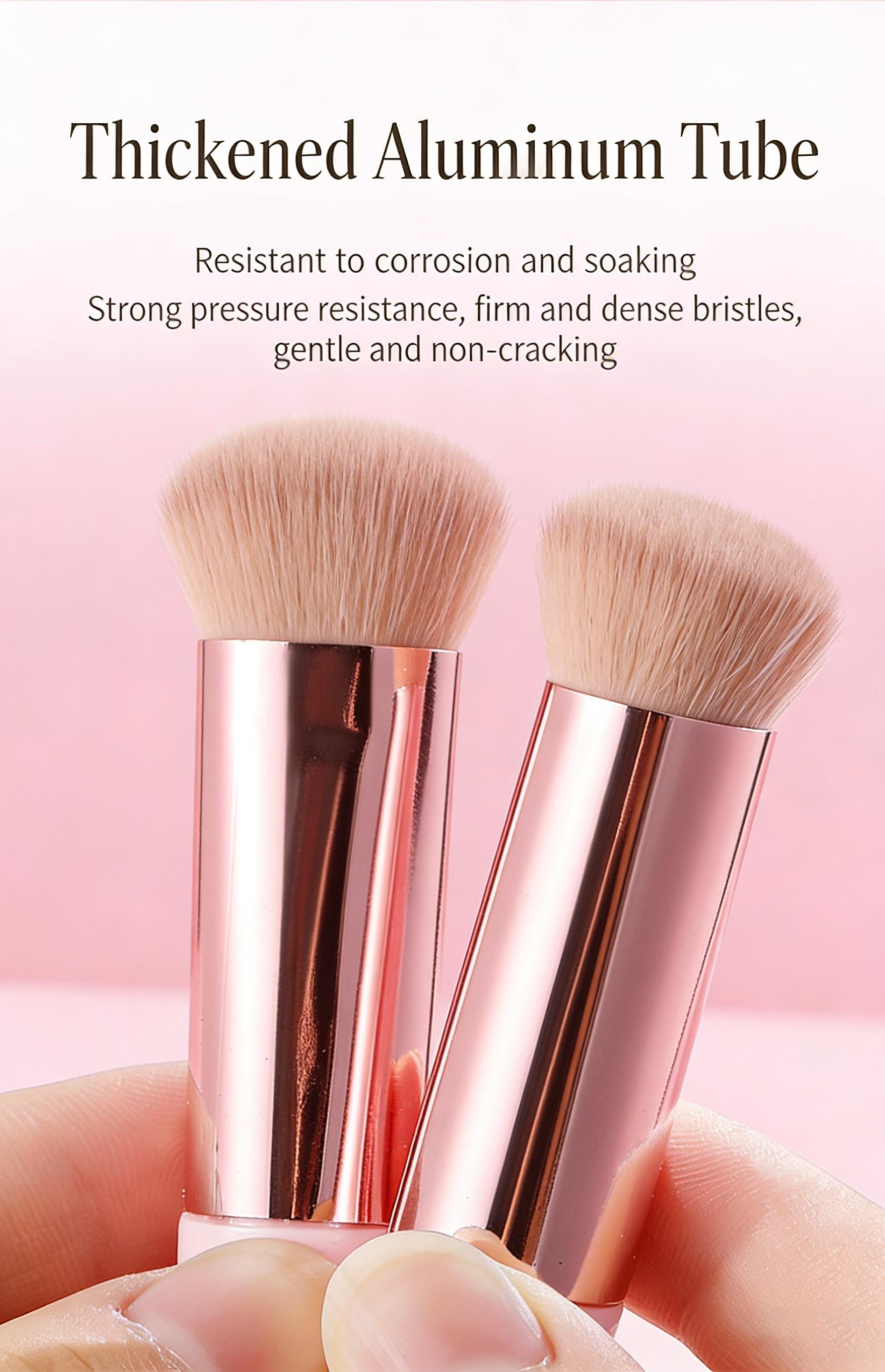 6Pcs Mini Travel Makeup Brush Set Soft Bristles - Powder, Contour, Concealer, Eyeshadow & Blending Brushes