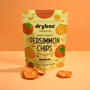 Drybox Dried Persimmons 1 Pack Chewy Persimmon Chips Sliced Unsweetened Fruit Snack Crisps, No Sugar Added, Exotic Fruit Non-GMO | Unpeeled, with the Rind | Naturally Sweet 1.2 oz per pack