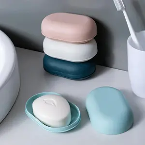 Soap Dish, 1 Count Soap Bar Holder with Lid, Soap Bar Storage Box, Soap Bar Container for Bathroom Kitchen Dormitory Hotel, Soap Canister